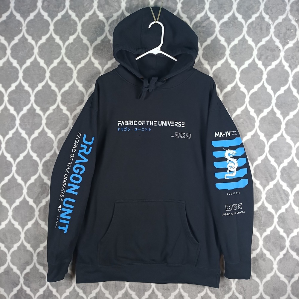 Fabric of the Universe Hoodie Men XL Black Dragon Unit MK-IV Techwear Graphic